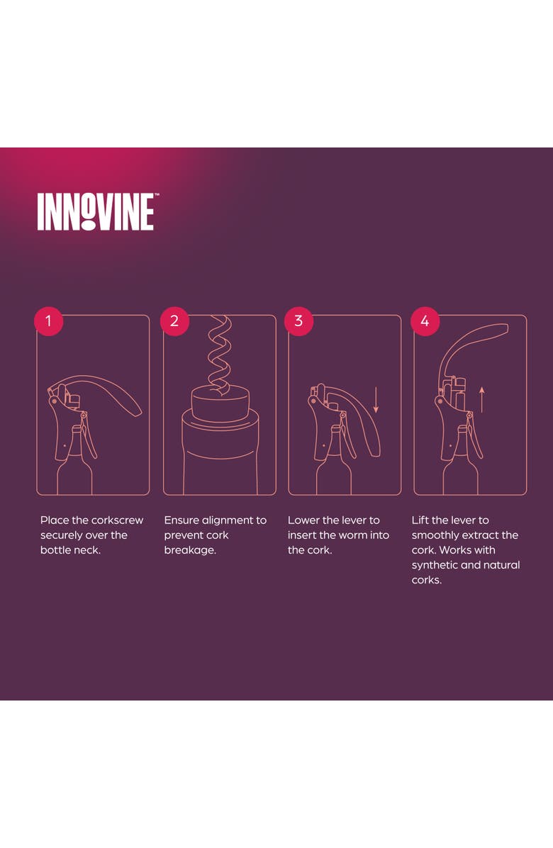 Innovine Vertical Lever Corkscrew, Alternate, color, Grey