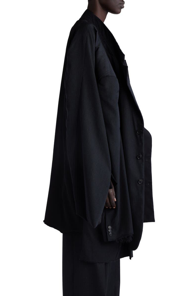Balenciaga Double Sleeve Oversize Virgin Wool Blazer, Alternate, color,