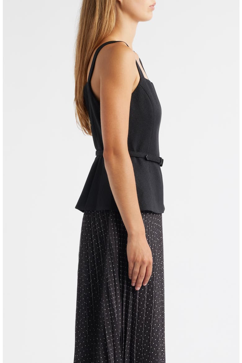 Sleeveless Mixed Media Midi Dress, Alternate, color, BLACK