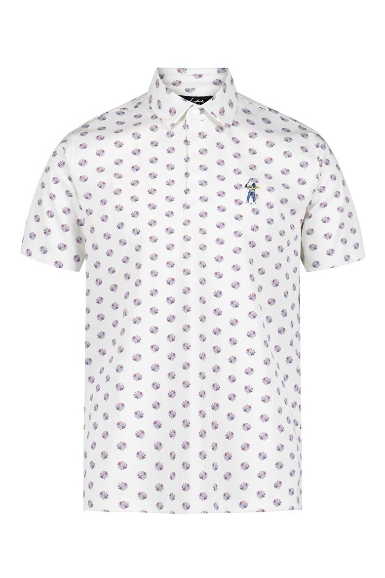 Floral Performance Polo, Main, color, BRIGHT WHITE
