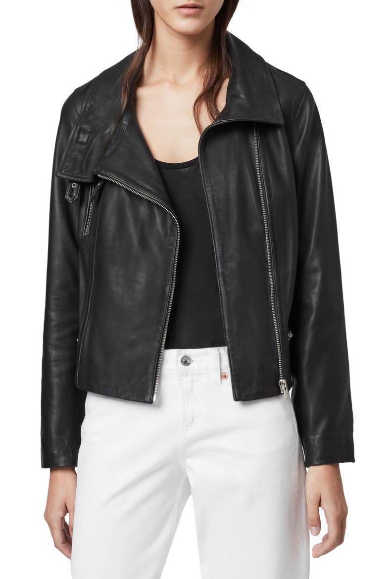 Bales Leather Biker Jacket, Main, color, BLACK