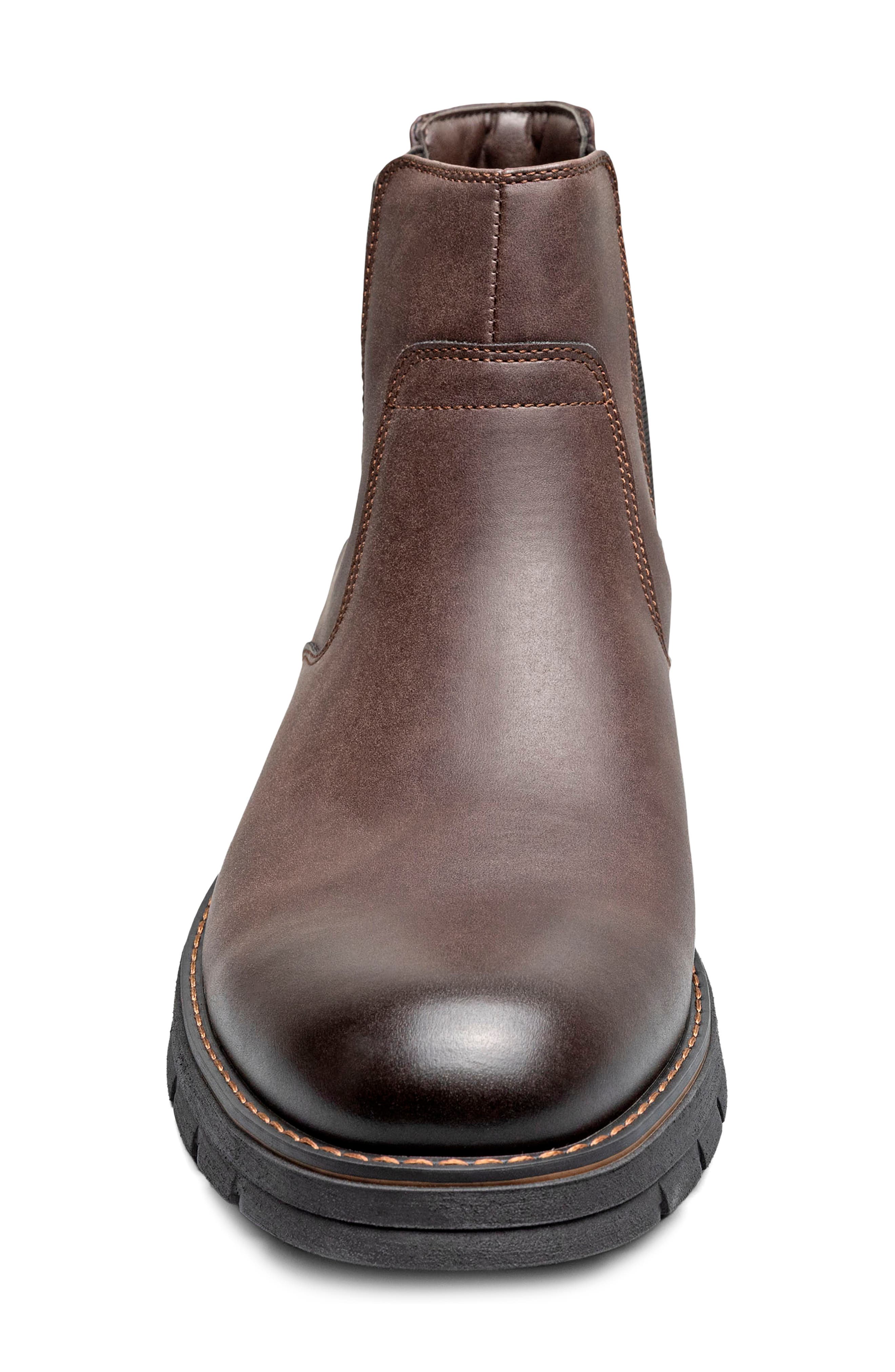 Brady Faux Leather Plain Toe Chelsea Boot, Alternate, color, BROWN