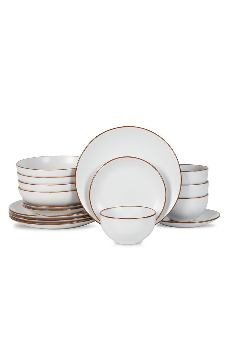 Brasa Stoneware 16-Piece Dinnerware Set, Main, color, White