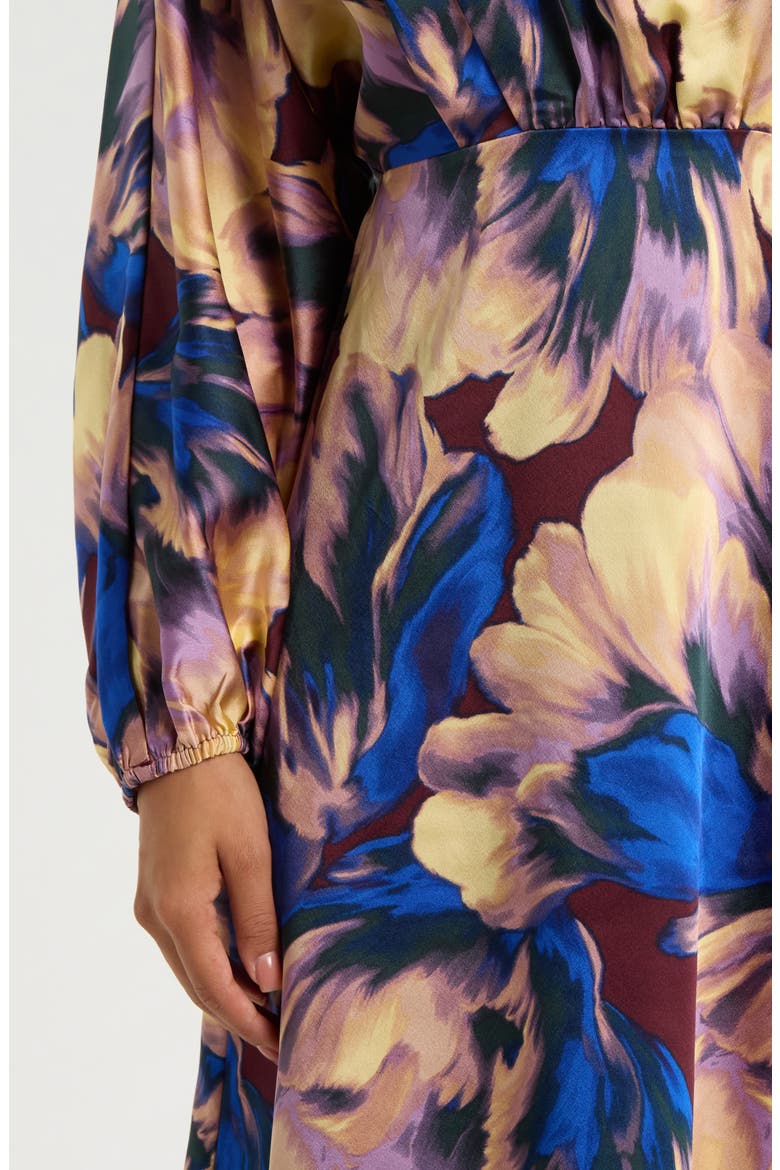 Charline Floral Dolman Long Sleeve Dress, Alternate, color, BURGUNDY-MULTI