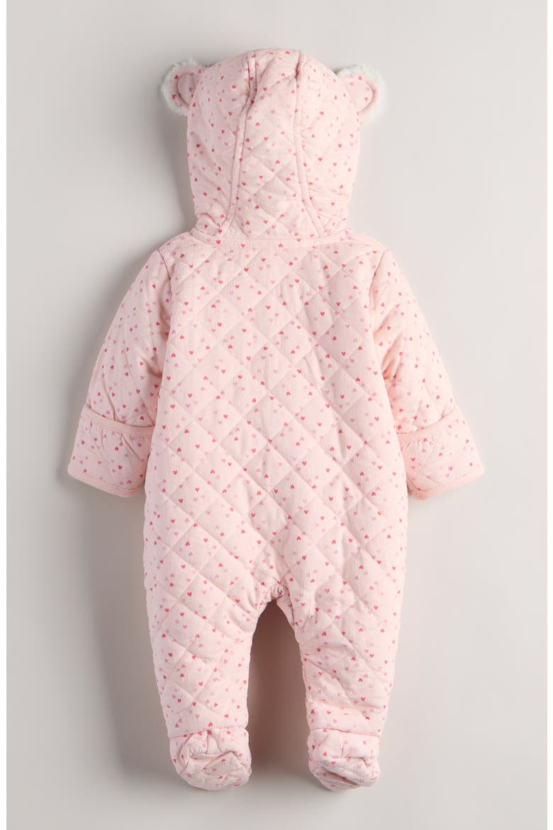 Hooded Quilted Fleece Lined Bunting, Alternate, color, PINK DOGWOOD FLUTTER HEARTS