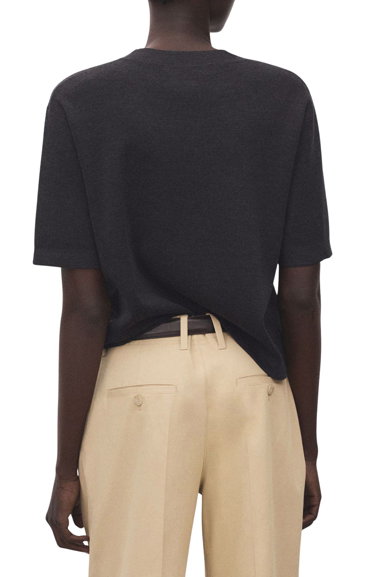 Short Sleeve Wool & Cotton Crewneck Sweater - image 2