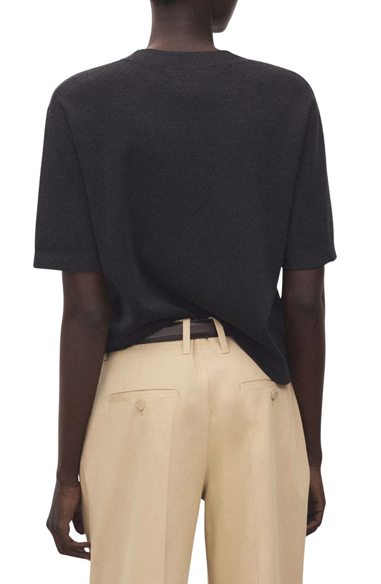 MANGO Short Sleeve Wool 
Cotton Crewneck Sweater, Alternate, color, Medium Heather Grey