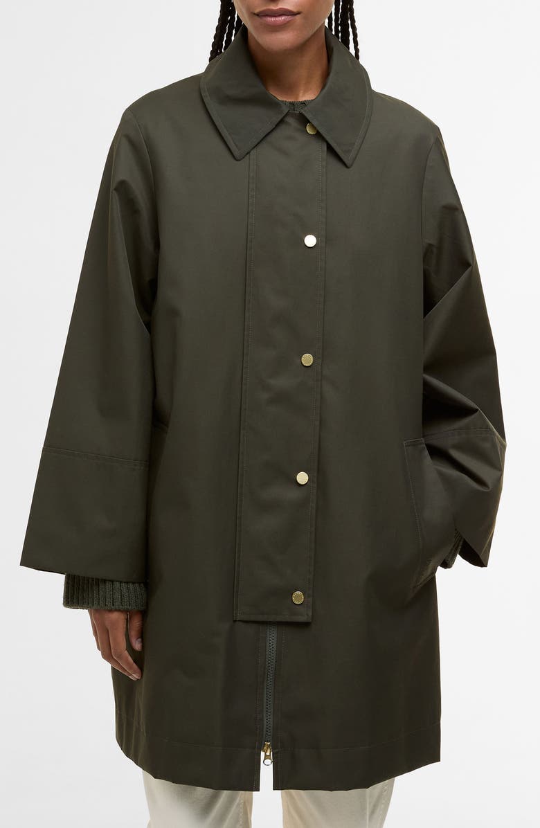 Barbour Fia Water Resistant Caped Twill Jacket, Alternate, color, Sage/ Ancient Poplar