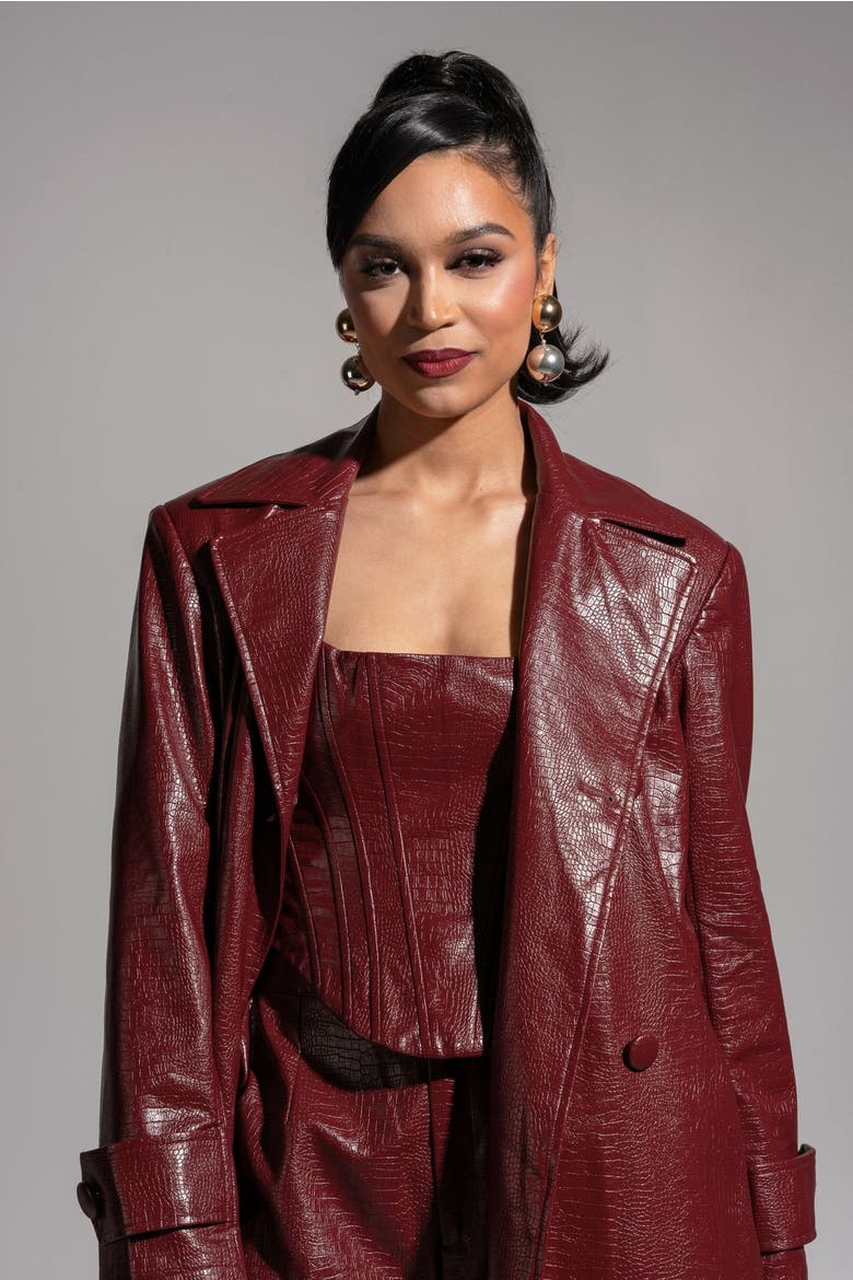 Ono Faux Leather Trench jacket, Alternate, color, Burgundy