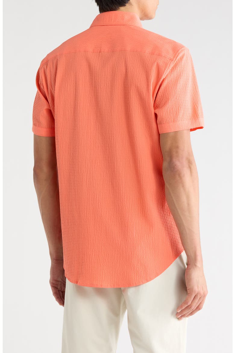 Harbor Short Sleeve Stretch Cotton Button-Up Shirt, Alternate, color, PEACH