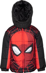 Marvel Spider-Man Hooded Zip-Up Puffer Jacket