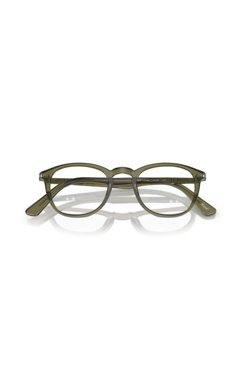 Persol 49mm Round Optical Glasses In Green