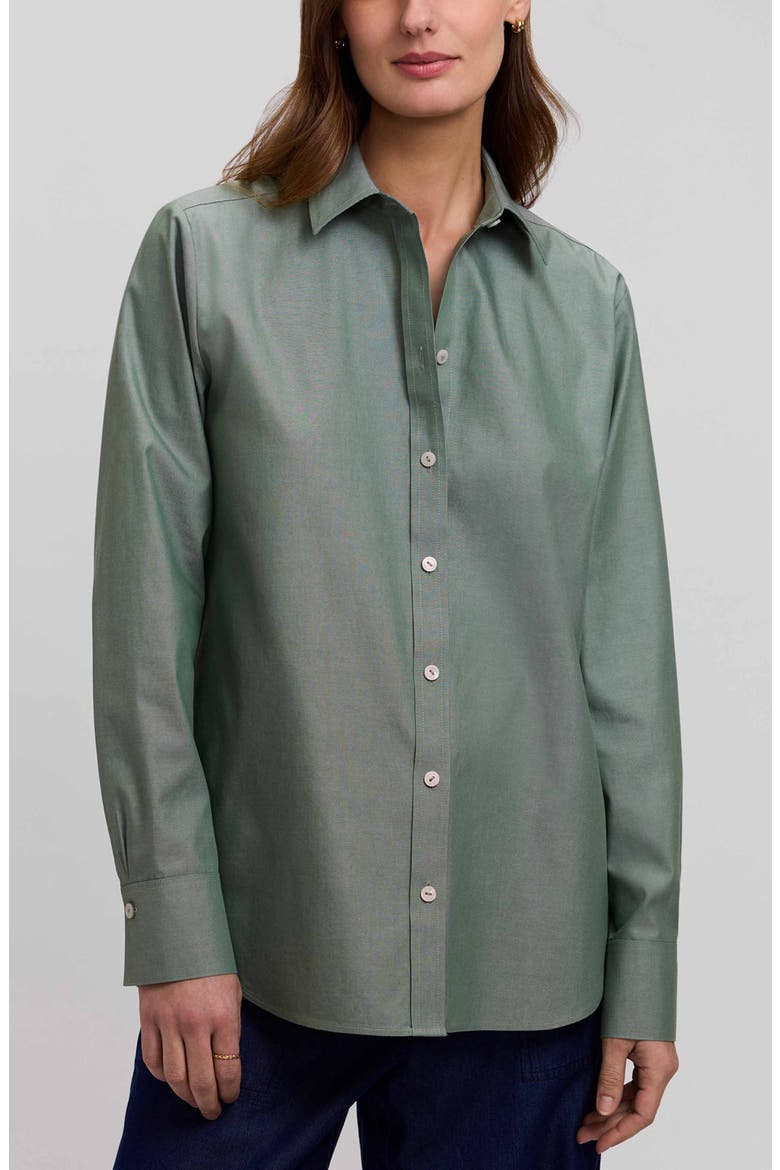 Meghan Solid Cotton Button-Up Shirt, Main, color, SOFT OLIVE GREEN