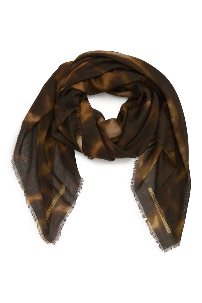 Nina Leopard Print Wool & Silk Scarf, Alternate, color, MULTICOLOR GREEN