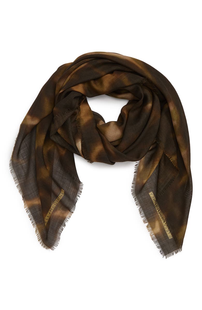 Stella McCartney Nina Leopard Print Wool & Silk Scarf, Alternate, color,