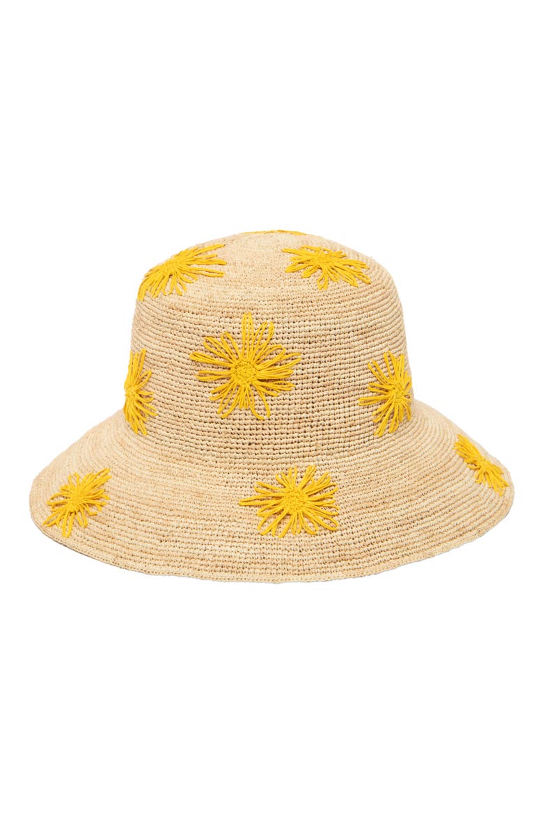 Sol Embroidered Raffia Bucket Hat, Main, color, YELLOW
