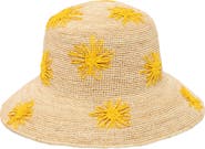 San Diego Hat Sol Embroidered Raffia Bucket Hat