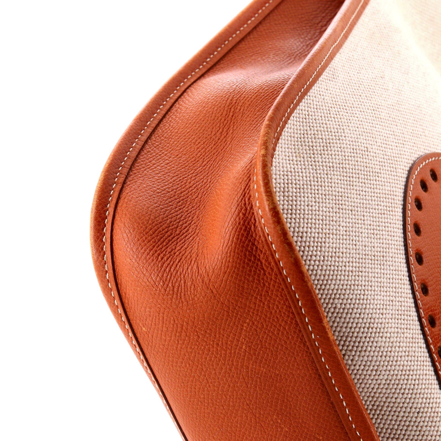 Pre-Owned Hermes Evelyne Bag Gen III Toile and Leather PM, Alternate, color, Ecru