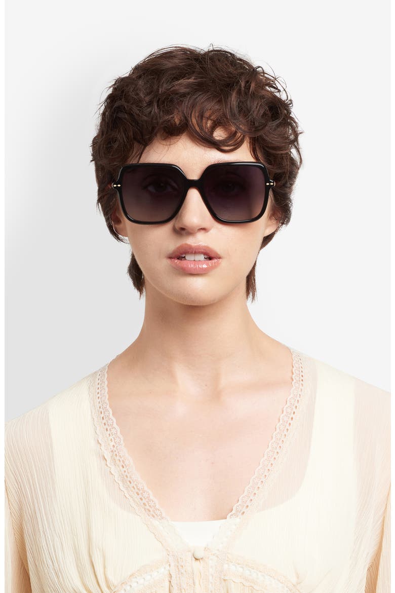 58mm Gradient Square Sunglasses, Alternate, color, BLACK GOLD/ DARK GREY