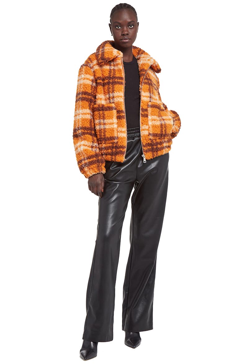 Women's Francis Faux Shearling Jacket, Alternate, color, BUTTERNUT PLAID