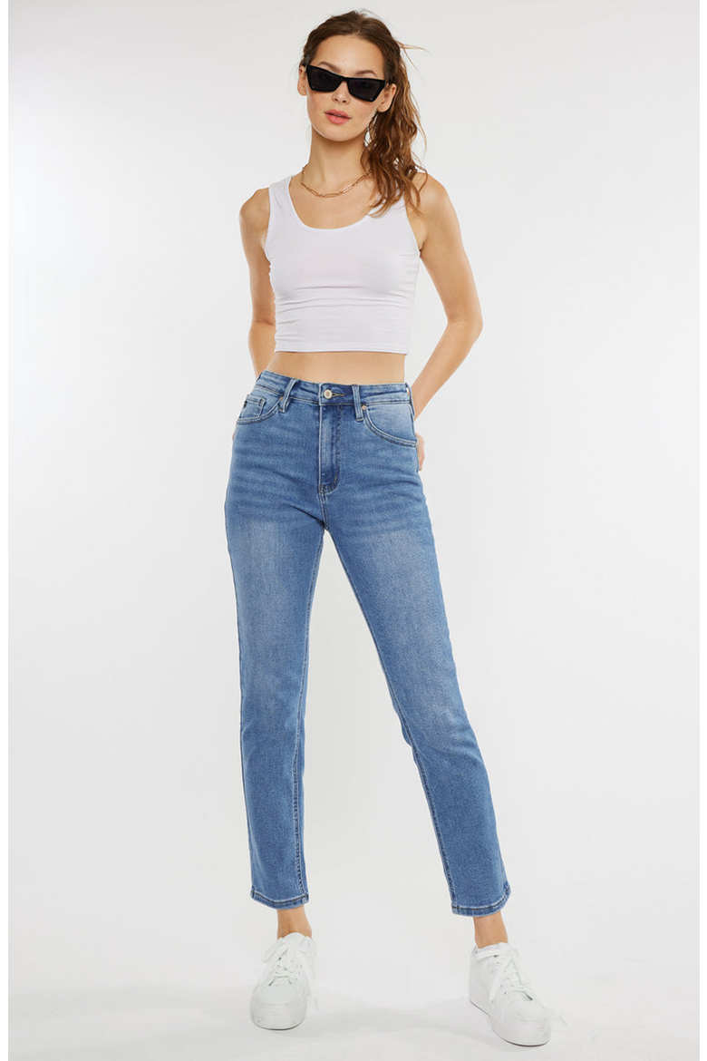 Adaline Essentials High Rise Slim Straight Jeans, Alternate, color, Medium-Light Wash