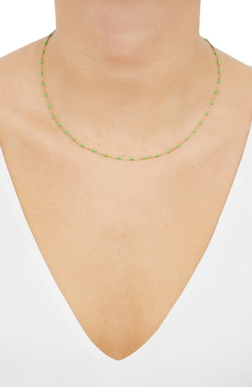 Frankie & Zoe 2.5mm Green Enamel Station Necklace In Gold