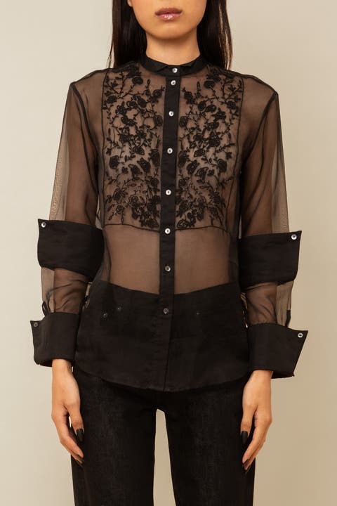 Winifred Sheer Beaded Silk Organza Blouse