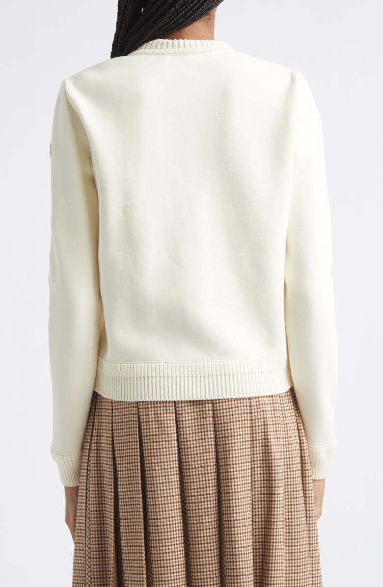 Moncler Cotton & Nylon Quilt Front Cardigan, Alternate, color, White