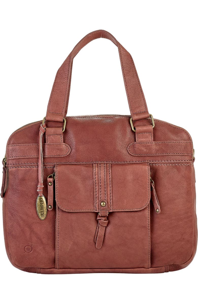 Børn Large Leather Organizer Satchel, Main, color, Saddle