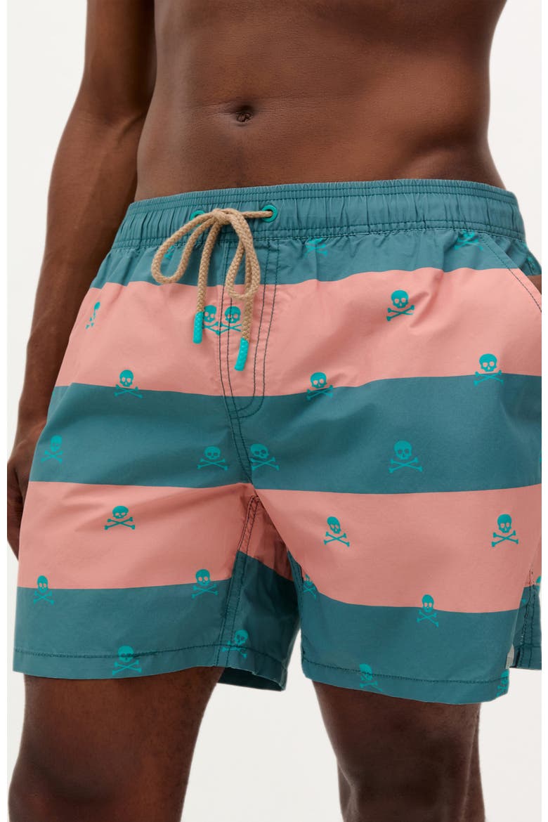 Skull Stripes Swimsuit, Main, color, Duck
