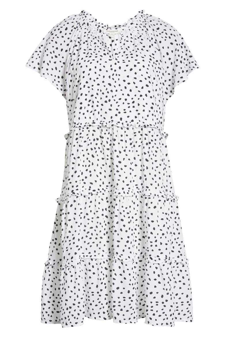 Women's Camila Floral Flutter Sleeve Dress, Alternate, color, SPOTS BLANC