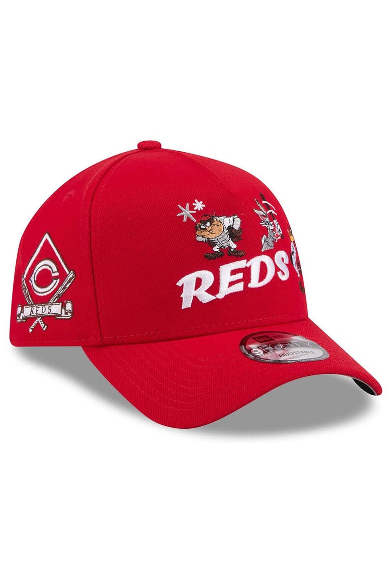 Men's New Era Red Cincinnati Reds Looney Tunes A-Frame 9FORTY Adjustable Hat, Main, color, Red