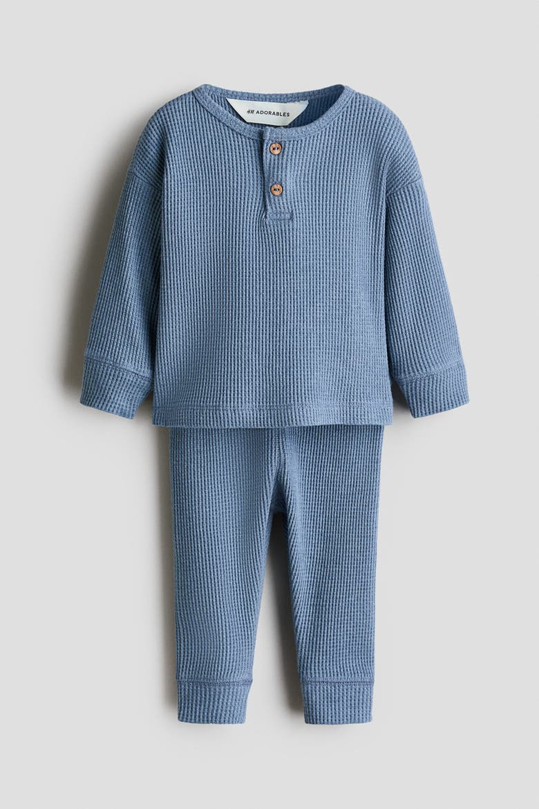 2-Piece Waffled Cotton Set, Main, color, Dusty blue