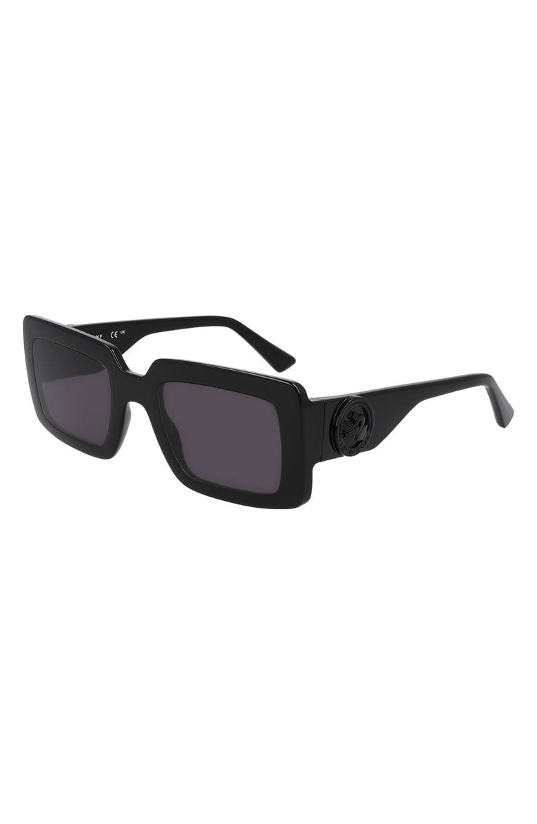 Longchamp 53mm Rectangular Sunglasses, Alternate, color, Black
