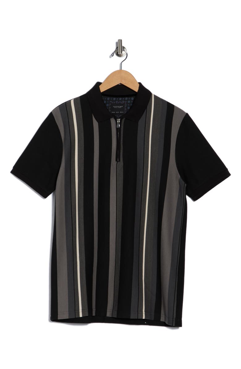 Cactus Man Vertical Stripe Zip Polo, Alternate, color, Black