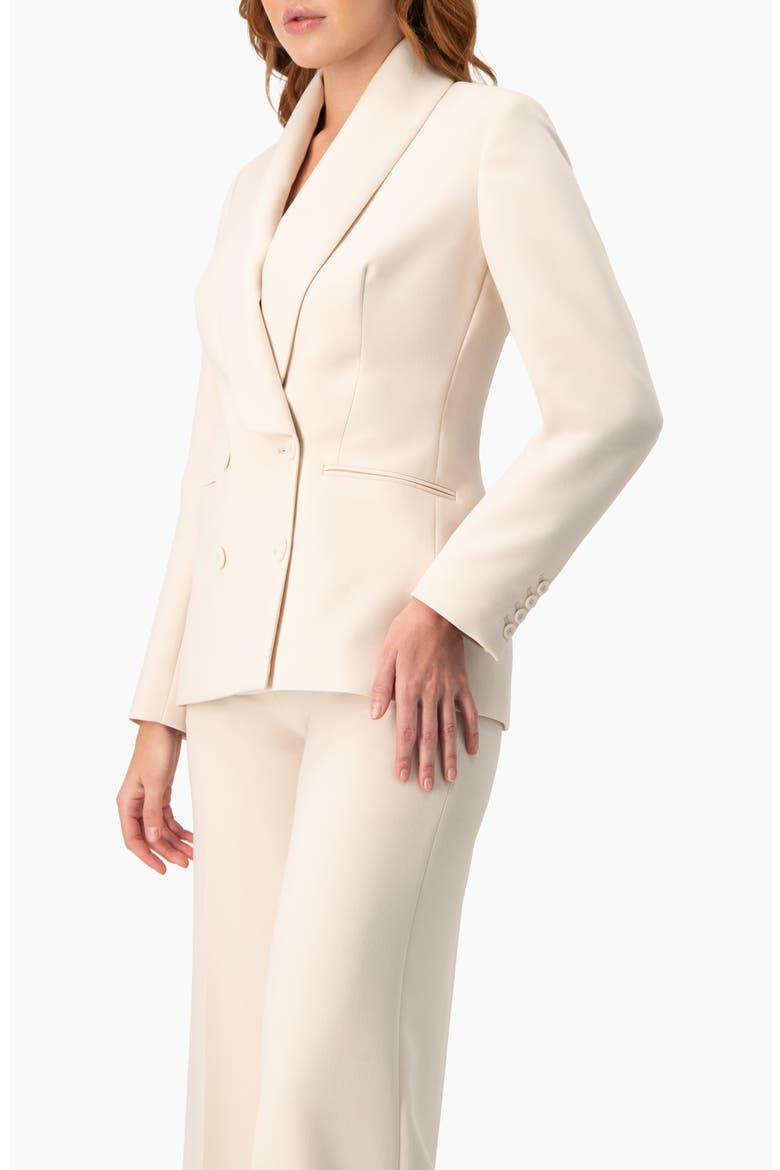 Double-Breasted Blazer with Smooth Finish, Alternate, color, Ivory