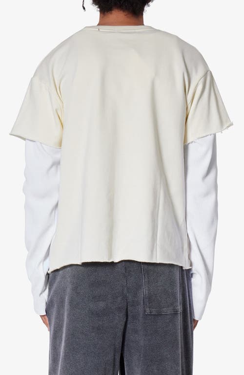 Mnml Cotton French Terry Layered Long Sleeve T-shirt In White