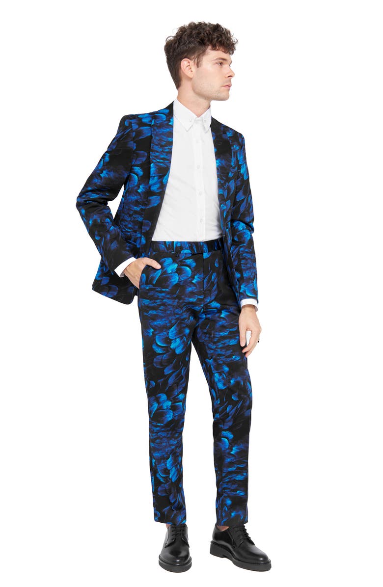 Twisted Tailor Heron Slim Fit Blue Floral Suit Jacket, Alternate, color,