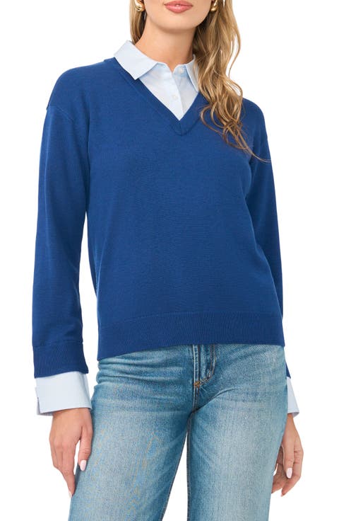 Layered Look V-Neck Sweater