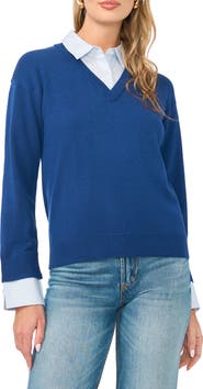 Vince Camuto Layered Look V-Neck Sweater
