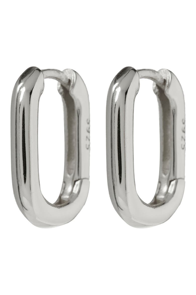 Chain Link Huggie Hoop Earrings, Main, color, SILVER