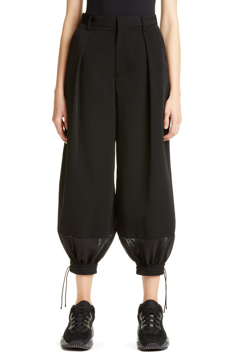 Cinch Cuff Full Leg Pants, Main, color, BLACK