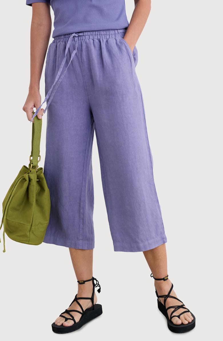 Seasalt Cornwall Tide Flow Crop Linen Pants, Main, color, Bilberry
