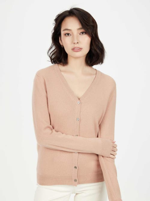 Gobi Mongolian Cashmere Cashmere V-neck Cardigan In Toasted Almond