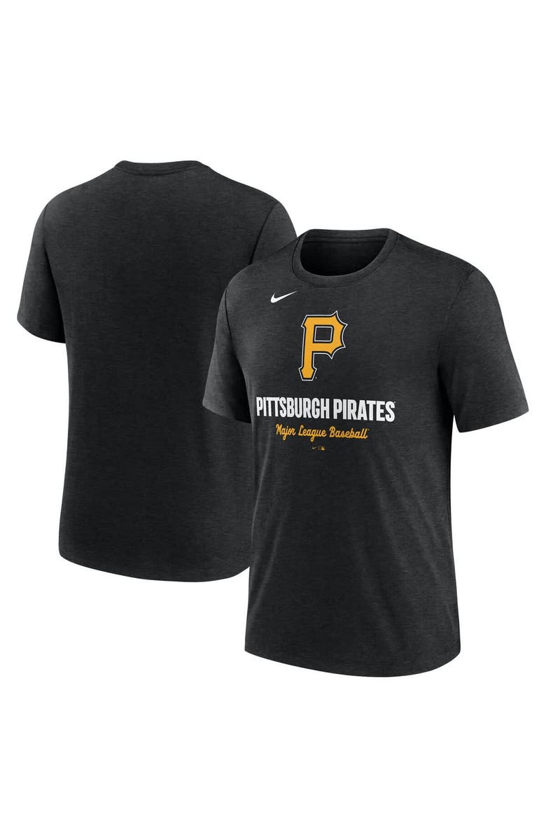 Nike Men's Nike Heather Black Pittsburgh Pirates Logo Tri-Blend T-Shirt, Main, color, Heather Black