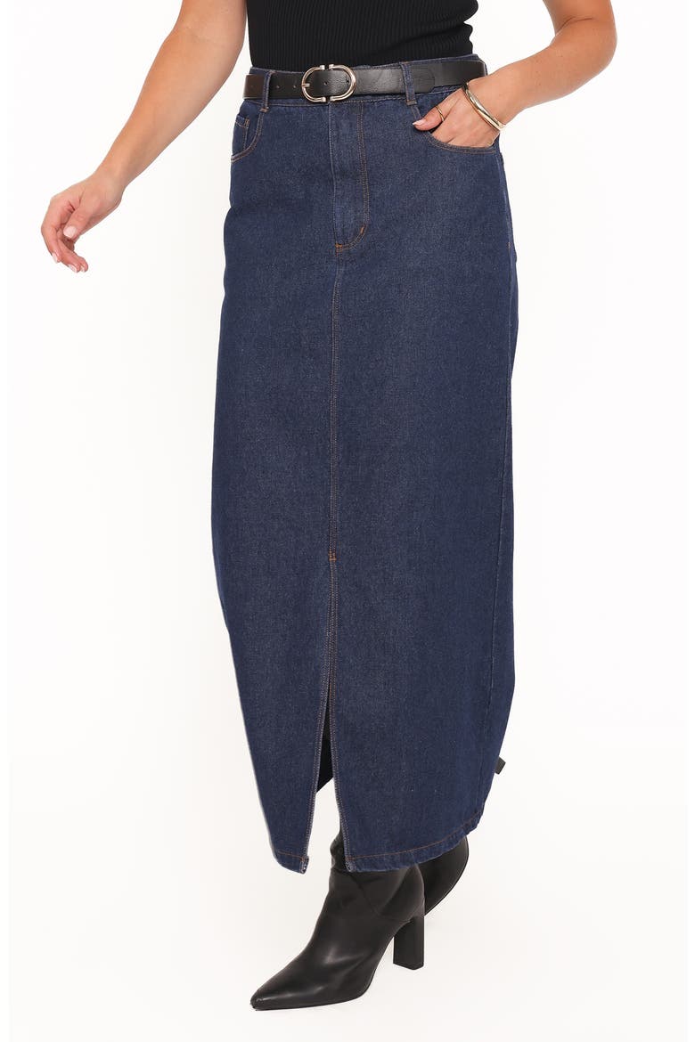 Dana Front Slit Denim Midi Skirt, Alternate, color, MIDNIGHT