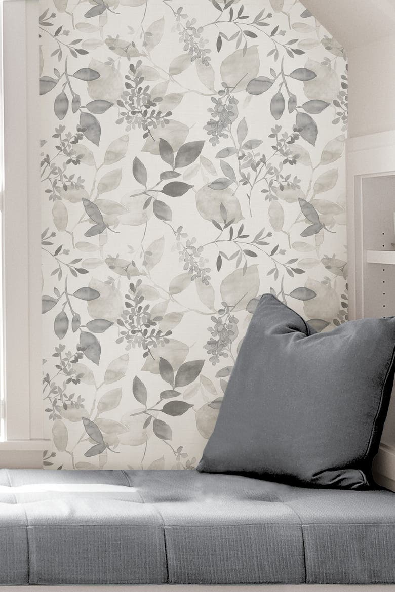 Grey Breezy Peel & Stick Wallpaper, Main, color, GREY