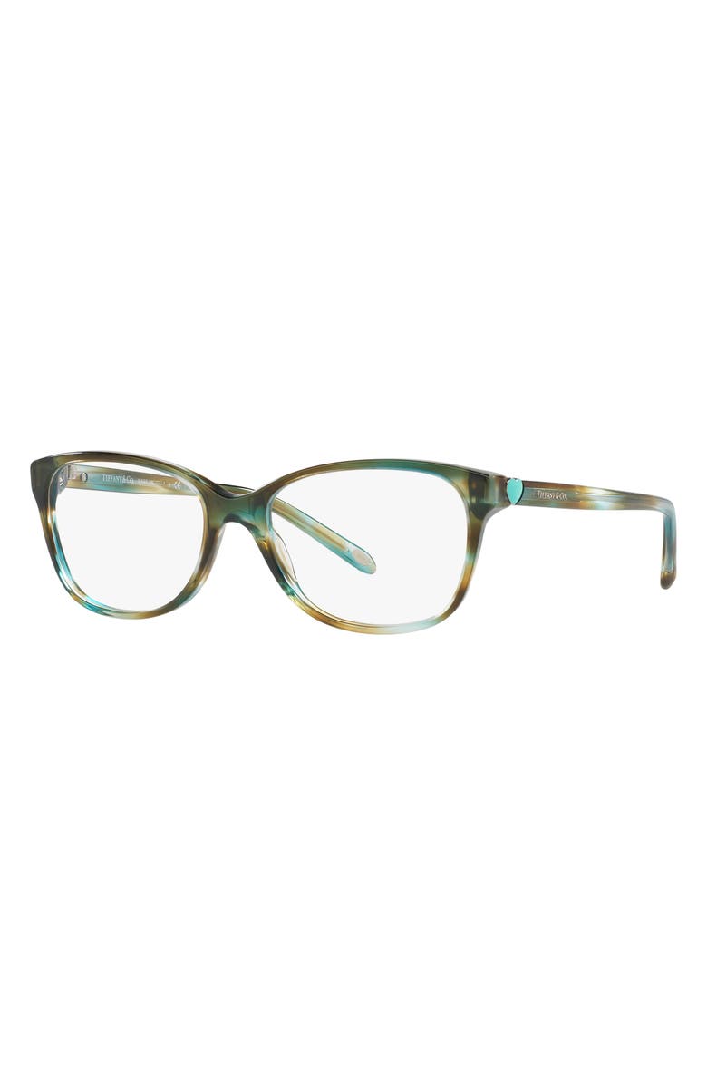 Tiffany & Co. 52mm Square Optical Glasses, Alternate, color, Havana Blue