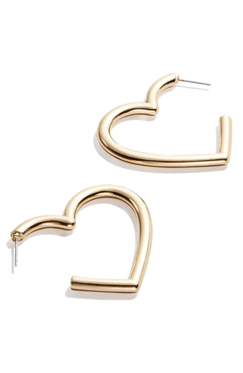 BaubleBar Reva Heart Hoop Earrings, Main, color, 