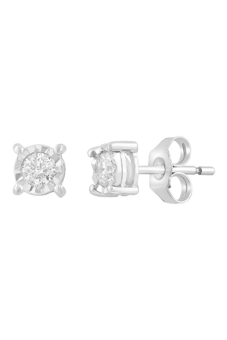 Diamond Stud Earrings, Main, color, SILVER/ DIAMOND